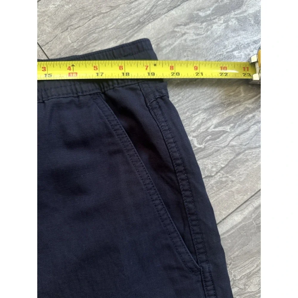 Banana Republic Aiden Shorts Mens 38 Navy Chino Slim Fit Stretch Linen Blend